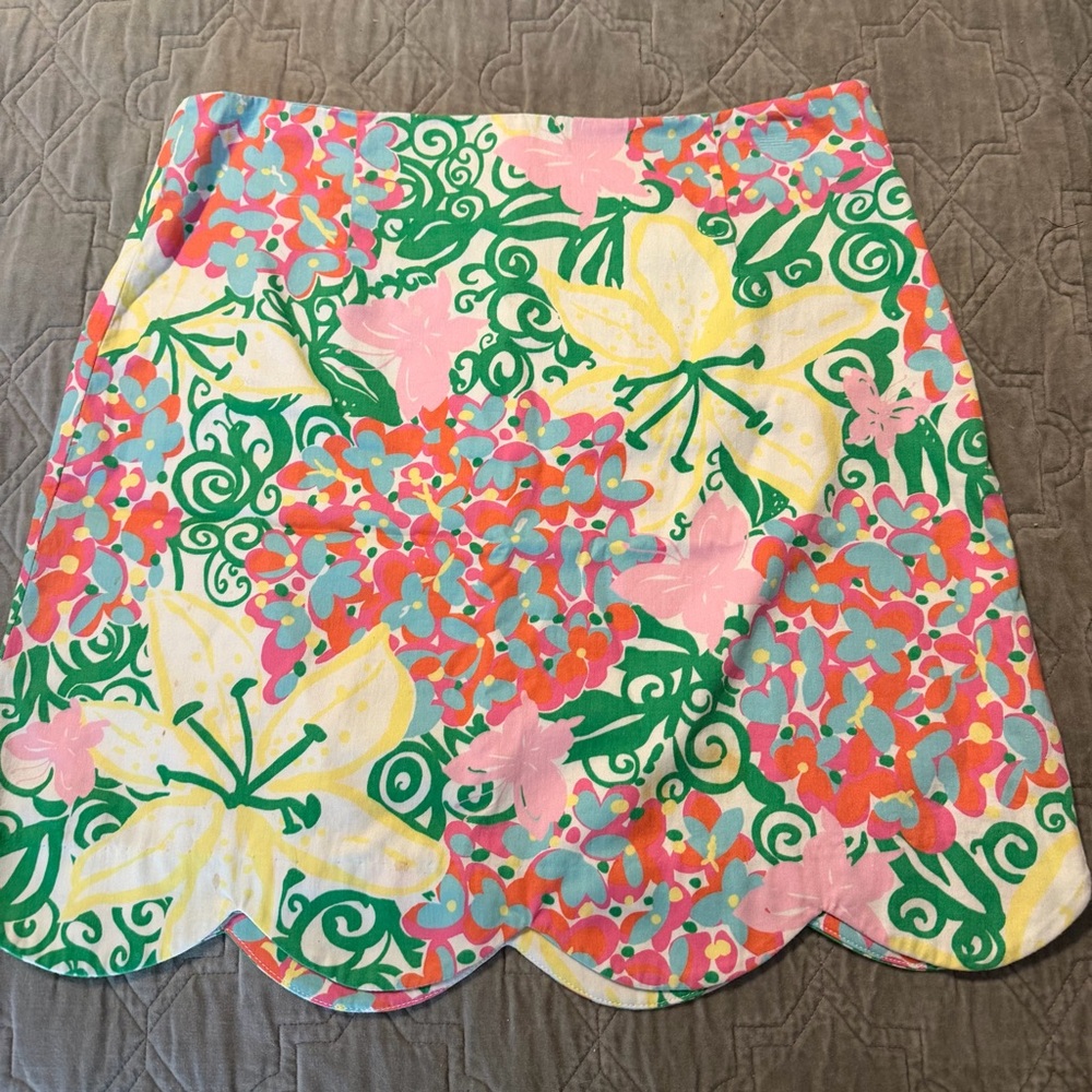 Lilly Pulitzer Multi-Color Floral Scallop Hem Mini Skirt